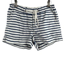 J Crew White Shorts with Blue Stripe Drawstring Waist Size 4 - £14.60 GBP