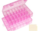 2 Pack 24 Grids Pink Plastic Organizer Box, Storage Container With Adjus... - $18.99