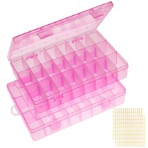 2 Pack 24 Grids Pink Plastic Organizer Box, Storage Container With Adjus... - £14.84 GBP