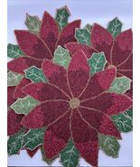 Beaded Poinsettias Placemat Set of 4 Christmas Holiday Table Decor - $1,285.59 MXN