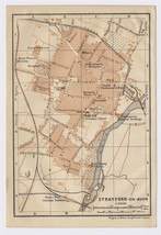 1906 Antique City Map Of STRATFORD-UPON-AVON / ON-AVON / Warwickshire / England - £13.51 GBP