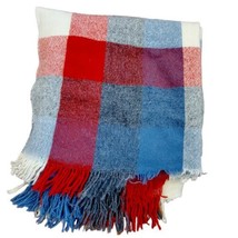 Vintage Faribo Wool Tartan Plaid Stadium Blanket Lap Throw Car 47” x 50” Fringe - £22.30 GBP