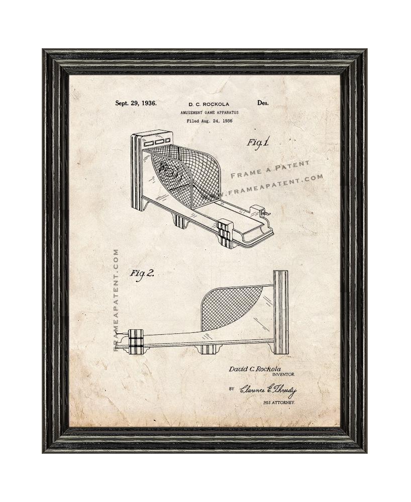Amusement Game Apparatus Patent Print Old Look with Black Wood Frame - £20.00 GBP - £88.16 GBP