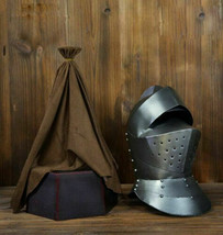 Medieval Knight Helmet Close Visor Functional Armour Helmet Larp Sca Steel Gift - £144.67 GBP