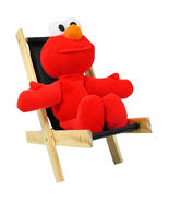 Handmade Toy Folding Lounge Chair, Wood &amp; Black Fabric for Doll, Stuffed... - £5.45 GBP