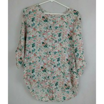 Pink Republic Women&#39;s Pink &amp; Green Blouse With Floral Design Size Medium - $16.48