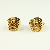 ✅ Vintage Pair Trifari Jewelry Clip On Earrings Love Knot Gold Plate Stud - £9.84 GBP
