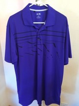 Men&#39;s ADIDAS GOLF DARK PURPLE SS POLO W/BLACK GRAPHICS IN FRONT SZ LARGE - £26.40 GBP