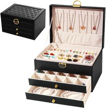 Jewelry Box for Women Girl 3 Layer Jewelry Organizer Storage Case for Ch... - £42.66 GBP