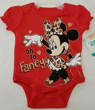 Disney&#39;s Minnie Mouse Baby Girls Creeper 3-6 Months Red Oh So Fancy New - $10.29