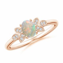 ANGARA Vintage Style Oval Opal Ring with Diamond Accents for Women in 14K Gold - £582.74 GBP