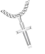 Besteel 925 Sterling Silver Cross Necklace for Men Women 5mm Big Beveled... - $110.49