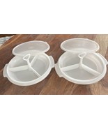 Set Of 2 Tupperware 608 White 3 Section Compartment Tray 8&quot;x1.25&quot; &amp; Seal... - $14.03