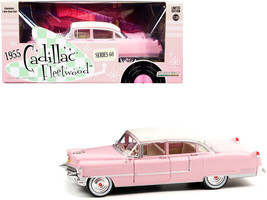 1955 Cadillac Fleetwood Series 60 Pink w White Top 1/24 Diecast Car Greenlight - $43.30