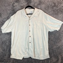 Tommy Bahama Silk Shirt Mens XXL Light Blue Embroidered Design Vacation ... - $19.87
