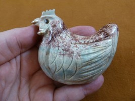 y-chi-he-402) red tan Chicken hen carving stone gemstone SOAPSTONE PERU ... - $21.03