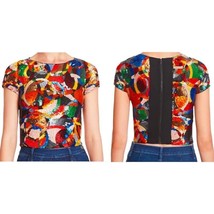 alice &amp; olivia Sequin Circles Top 6 Small Back Panels $440 Dazzling Shirt Crop - £199.73 GBP