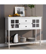 Farmhouse White Sideboard: Wood &amp; Glass Console - $361.30 CAD