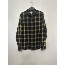 Abound Mens Button-Up Shirt Black Yellow Plaid Long Sleeve Pocket Flannel M - $18.49