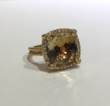 David Yurman Chatelaine Pave Bezel Ring With Champagne Citrine And Diamonds - £1,841.38 GBP