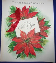 Vintage Hallmark Christmas Wishes Poinsettia Card - $1.99