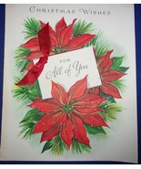 Vintage Hallmark Christmas Wishes Poinsettia Card - $2.70 CAD