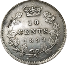 1893 Canadá 10 centavos - Victoria Laureate Bust Revival - $18.69 CAD
