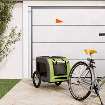 vidaXL Pet Bike Trailer Green and Grey Oxford Fabric, Iron, PVC Small - €180,52 EUR