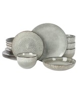 Gibson Elite Matisse 16 Piece Stoneware Dinnerware Set in Grey with Reac... - €134,33 EUR