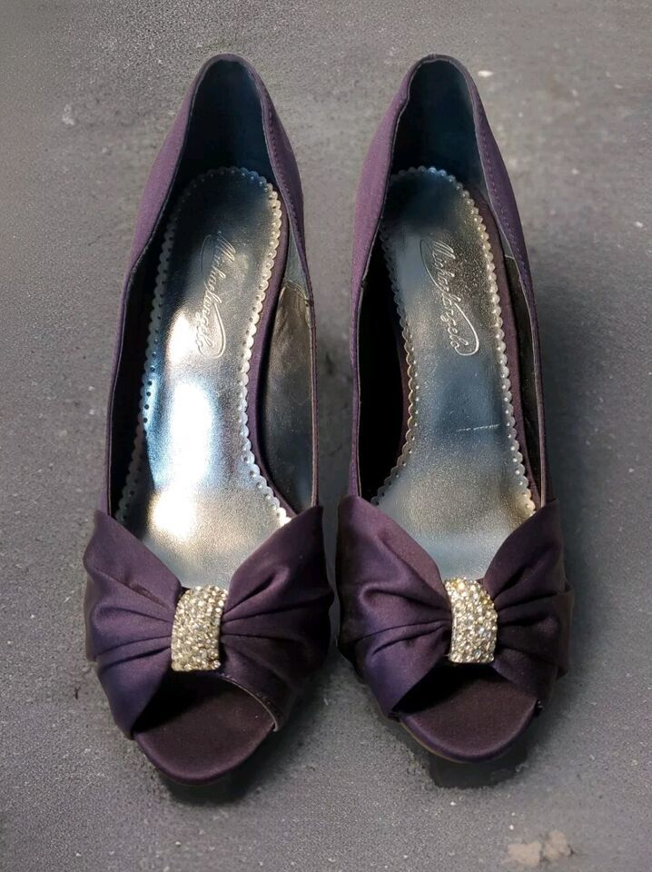 Michaelangelo Diana Lapis Open Toe Wedding Prom Heels Size 9 Dark Violet - $12.86