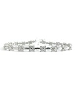 Authenticity Guarantee 
Flower Cluster Bar Diamond Tennis Bracelet 14K W... - £2,720.39 GBP
