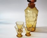 Depression-Era Etched Carafe Decanter With Stopper &amp; Matching Juice Shot... - $38.79