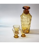 Depression-Era Etched Carafe Decanter With Stopper &amp; Matching Juice Shot... - £30.64 GBP