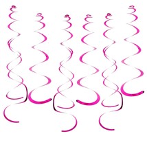 30 Pcs Party Swirl Decorations Hot Pink Shinny Foil Hanging Swirl Decorations Wi - £9.43 GBP