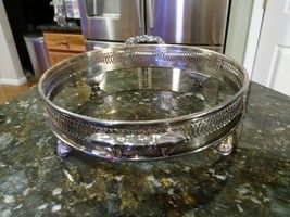 Vintage Round w/ Silver Plate Metal Carrier Holder Casserole Dish Stand ... - $35.01