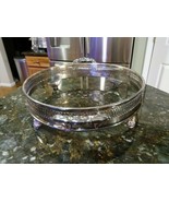 Vintage Round w/ Silver Plate Metal Carrier Holder Casserole Dish Stand ... - £27.53 GBP