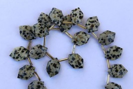 Natural, 20 piece faceted Dalmatian jasper hexagon gemstone briolette beads, 10x - $59.99