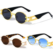 Hip-Hop Wood Buffs Migos Metal Sunglasses Quavo Shades Gold Frame Oval Glasses - £13.53 GBP