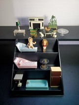 Vintage Lot Petite Princess &amp; Marx Dollhouse Furniture dolls Pink Boudoir Chaise - £62.90 GBP