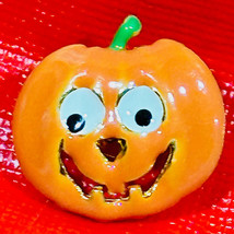 Vintage Metal Enamel Jack O Lantern Pumpkin Halloween Pin Brooch - £8.63 GBP