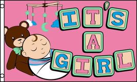 TEDDY BEAR ITS A BABY GIRL 3X5 FLAG FL770 banner babies grommets PARTY S... - $9.49