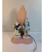 Vintage Art Deco Glass Bullet Torpedo with Victorian Couple Antique Lamp... - $1,315.12 MXN