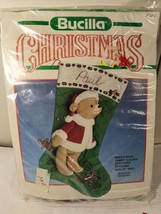 Vintage NEW Bucilla Christmas Stocking kit Jumbo SANTA TEDDY BEAR 21&quot;  #... - $30.00