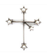 Mikimoto Estate Akoya Pearl Cross Brooch Sterling Silver 4 mm M379 - $386.10