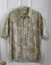 PIERRE CARDIN Beige Men&#39;s Short Sleeve Hawaiian Tropical Floral Beach Shirt (XL) - £13.98 GBP