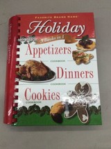 Vintage CookBook Spiral Hardcover Holiday 3 In 1 Appetizers Dinners Cookies Easy - £31.96 GBP
