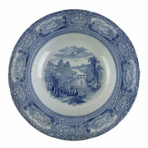 Antique 19th Century Blue Staffordshire Transferware Florentine Mayer Bowl 10&quot;  - £18.68 GBP