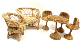 Vintage Doll Dollhouse Furniture Wicker Chairs Couch Mod Bar Stool Lot - $580.32 MXN