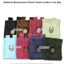 Medieval Renaissance Pouch Genuine Suede Leather Coin Bag LARP Cosplay - £10.82 GBP+