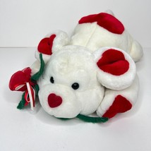Commonwealth Valentines Plush Dog Rose White Red Heart Love Stuffed Animal 14&quot; - £13.08 GBP